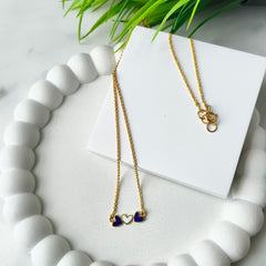 Triple Heart Enamel Necklace 2.41 Grams, Silver