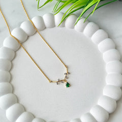 Emerald Branch Necklace 2.53 Grams, Silver