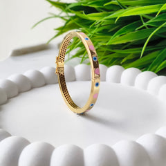 Heart & Evil Eye Gold-Plated Baby Kada Single Piece 5.97 Grams, Silver