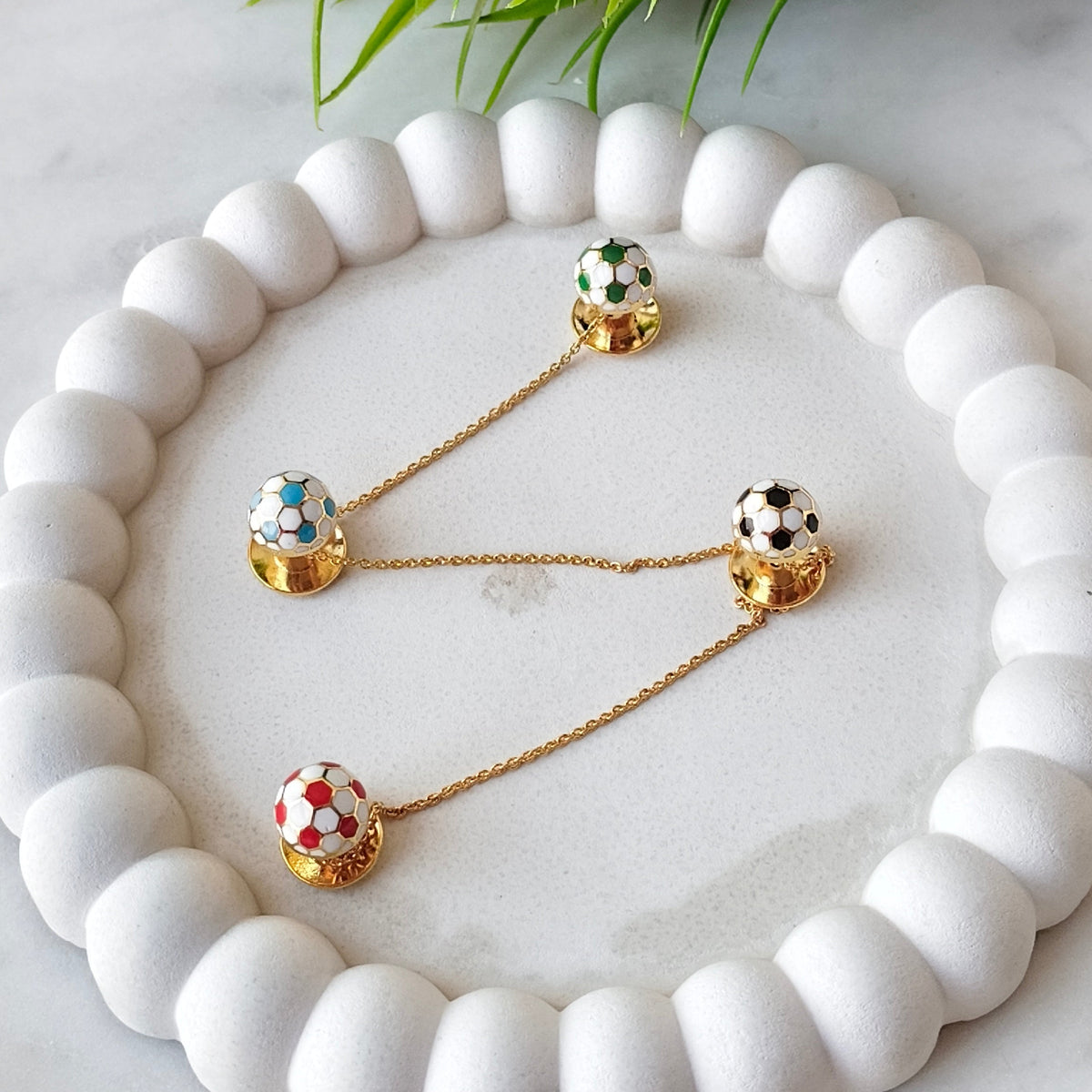 Football Enamel Kurta Buttons 8.34 grams, Silver