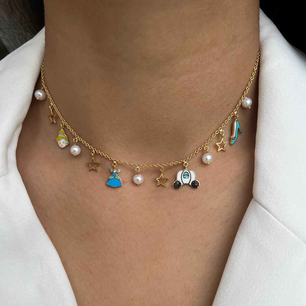 Cinderella Dreams Charm Necklace 5.8 Grams, 18KT Gold