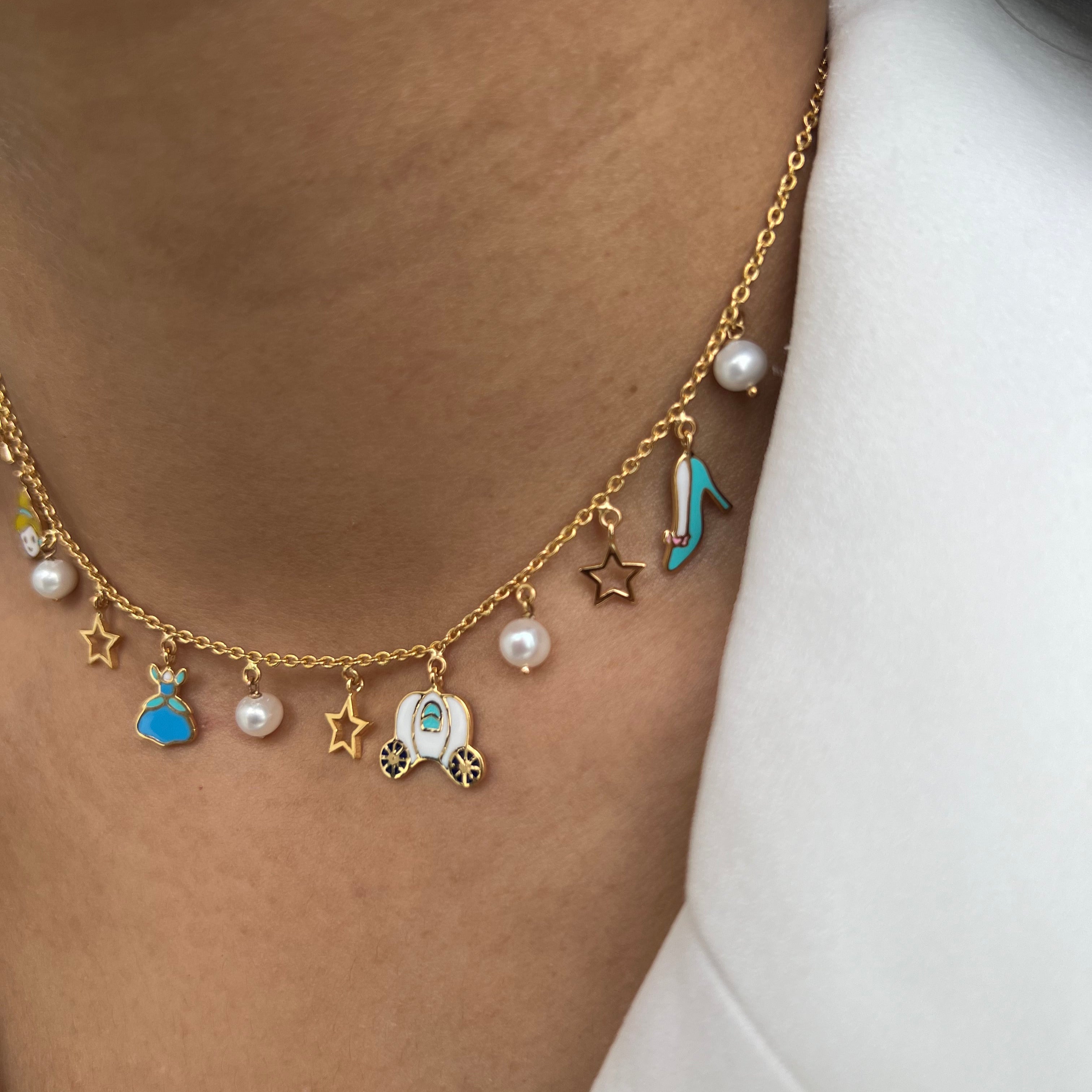 Cinderella Dreams Charm Necklace 5.8 Grams, 18KT Gold