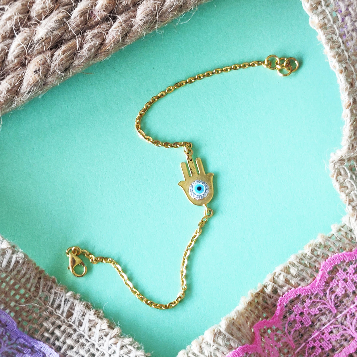 “Golden Guardian” Evil Eye Bracelet 3 grams, 18kt gold
