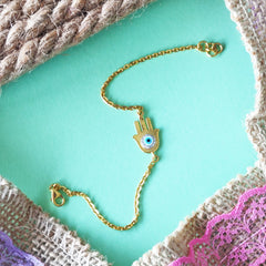 “Golden Guardian” Evil Eye Bracelet 3 grams, 18kt gold