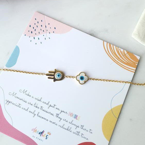 “Sacred Glow” Evil Eye Personalised Bracelet 3.5 grams, 18kt gold