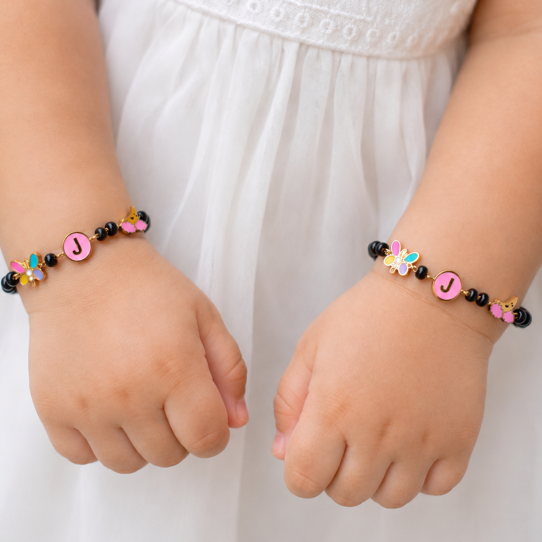 Baby Nazariya-Initial, Butterfly and Moon Charms 4.90gm 18kt