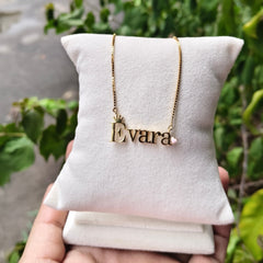 Personalised Name Necklace with Enamel Heart, 5.3 18KT gold