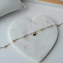 Gold Chain Heart Charm Bracelet 1.18 grams, 18KT Gold