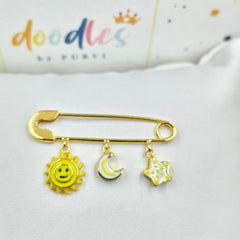 Sun Moon Star Pin 2.8 Grams, 18KT Gold