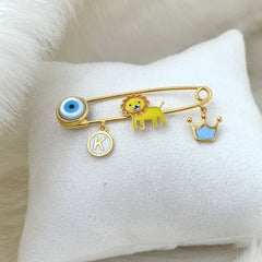 Jungle Prince Safety Pin  Initial 3.12 Grams, 18KT Gold