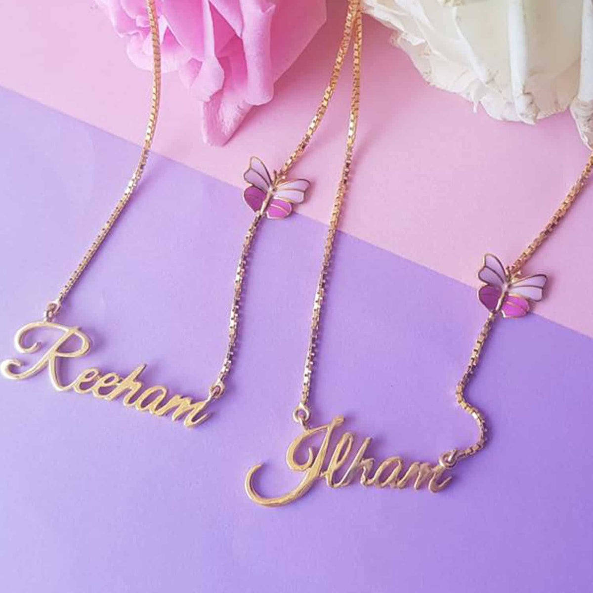 Butterfly Name Chain Single Piece 5.5 Grams, 18KT Gold