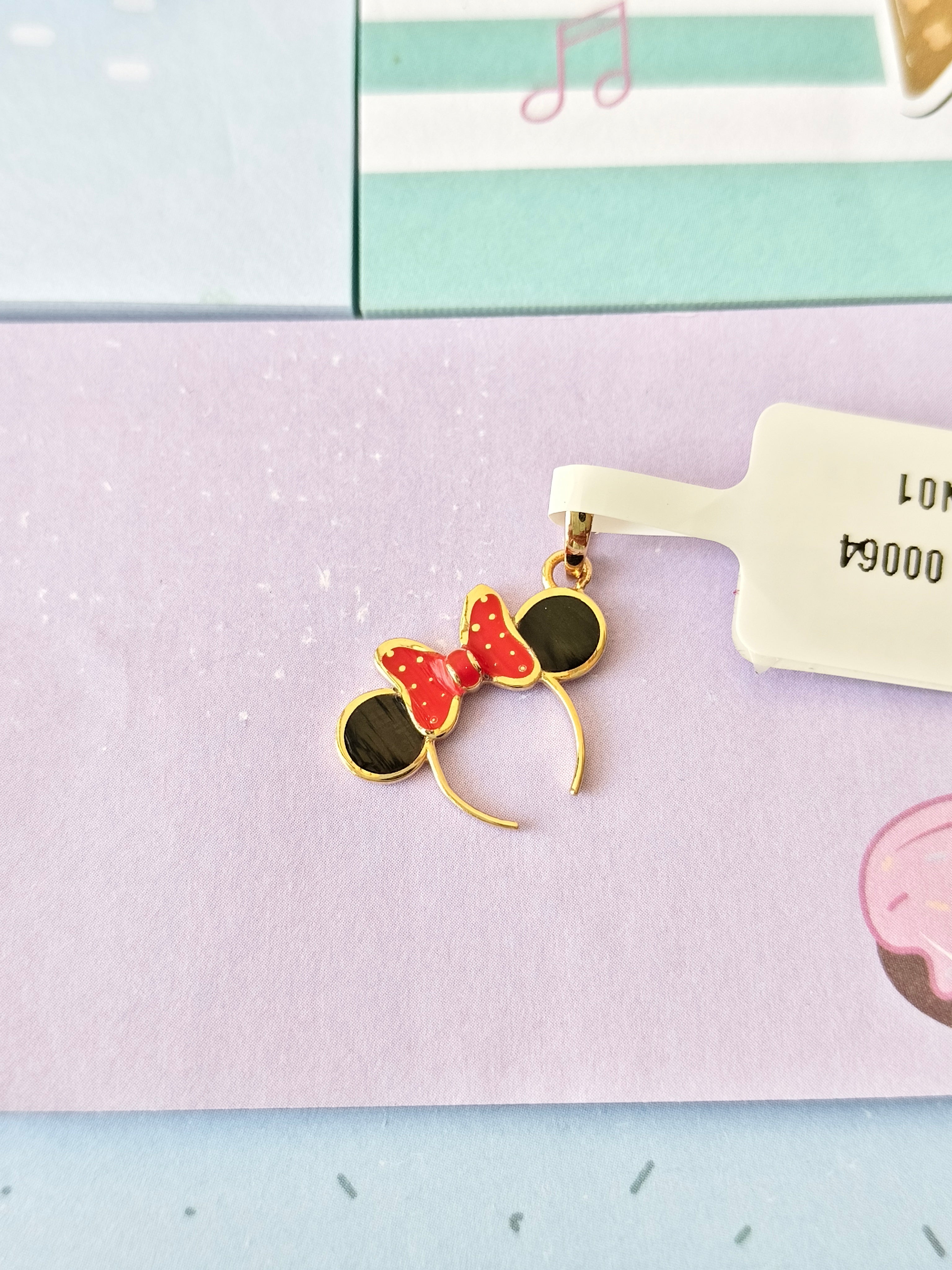 Mouse Bow Charm Pendant 1.330 Grams, 18KT Gold