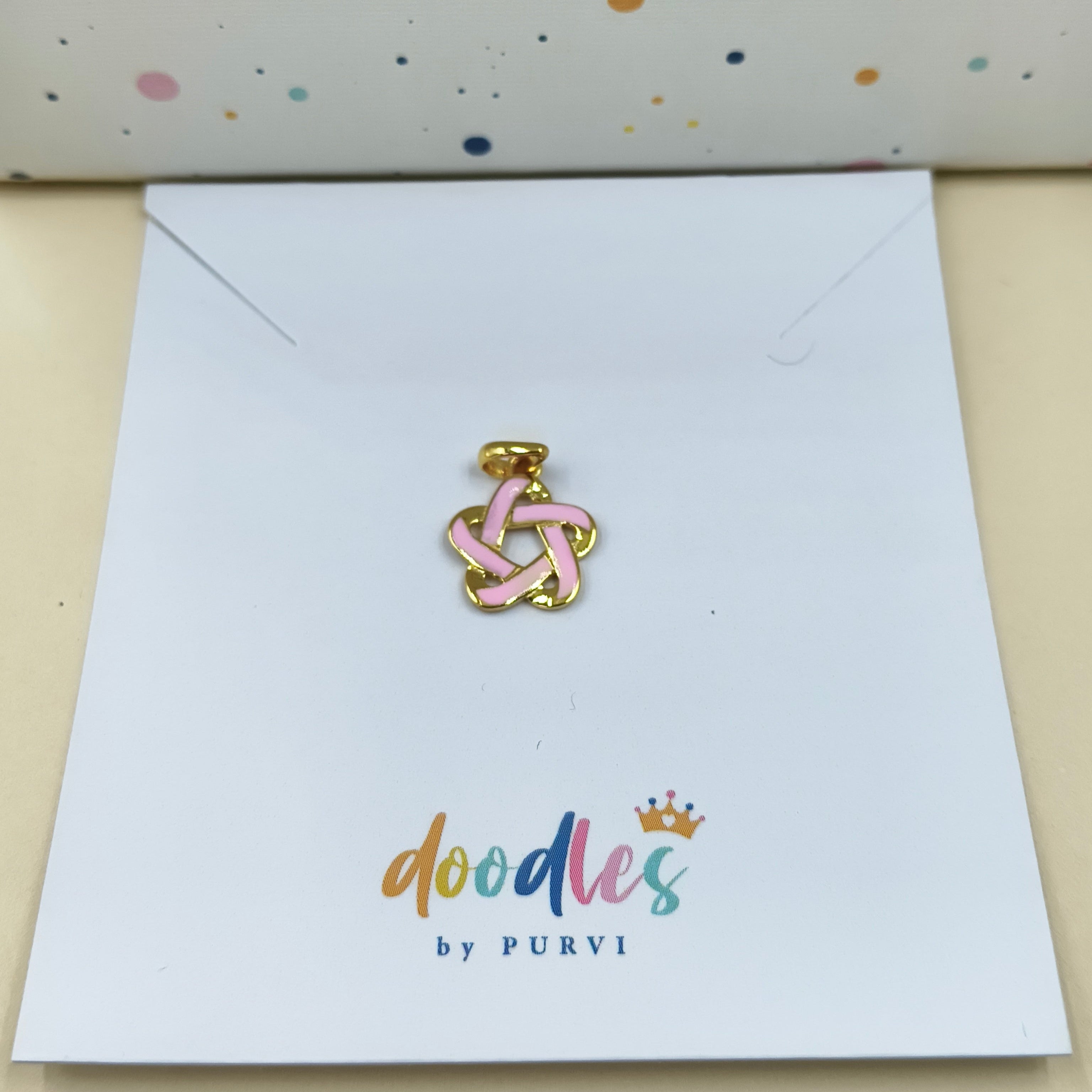 Elegant Pink Enamel Knot Pendant 0.93 grams, 18KT Gold
