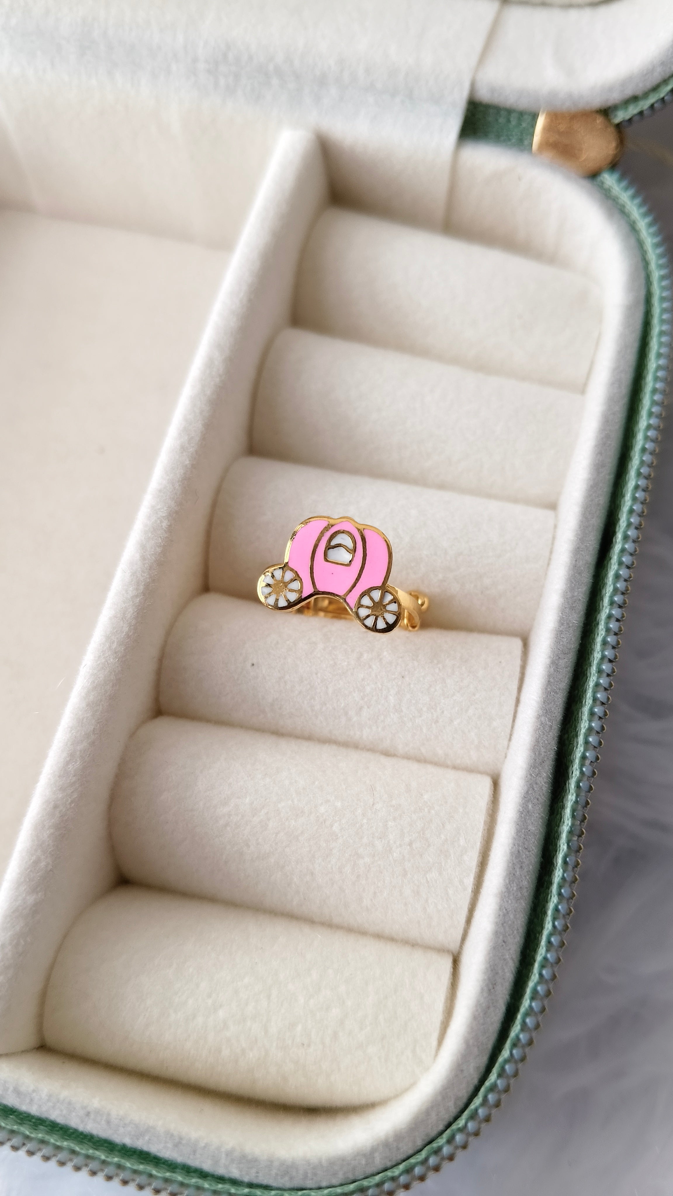 Princess Carriage Ring 1.52 Grams, 18KT Gold