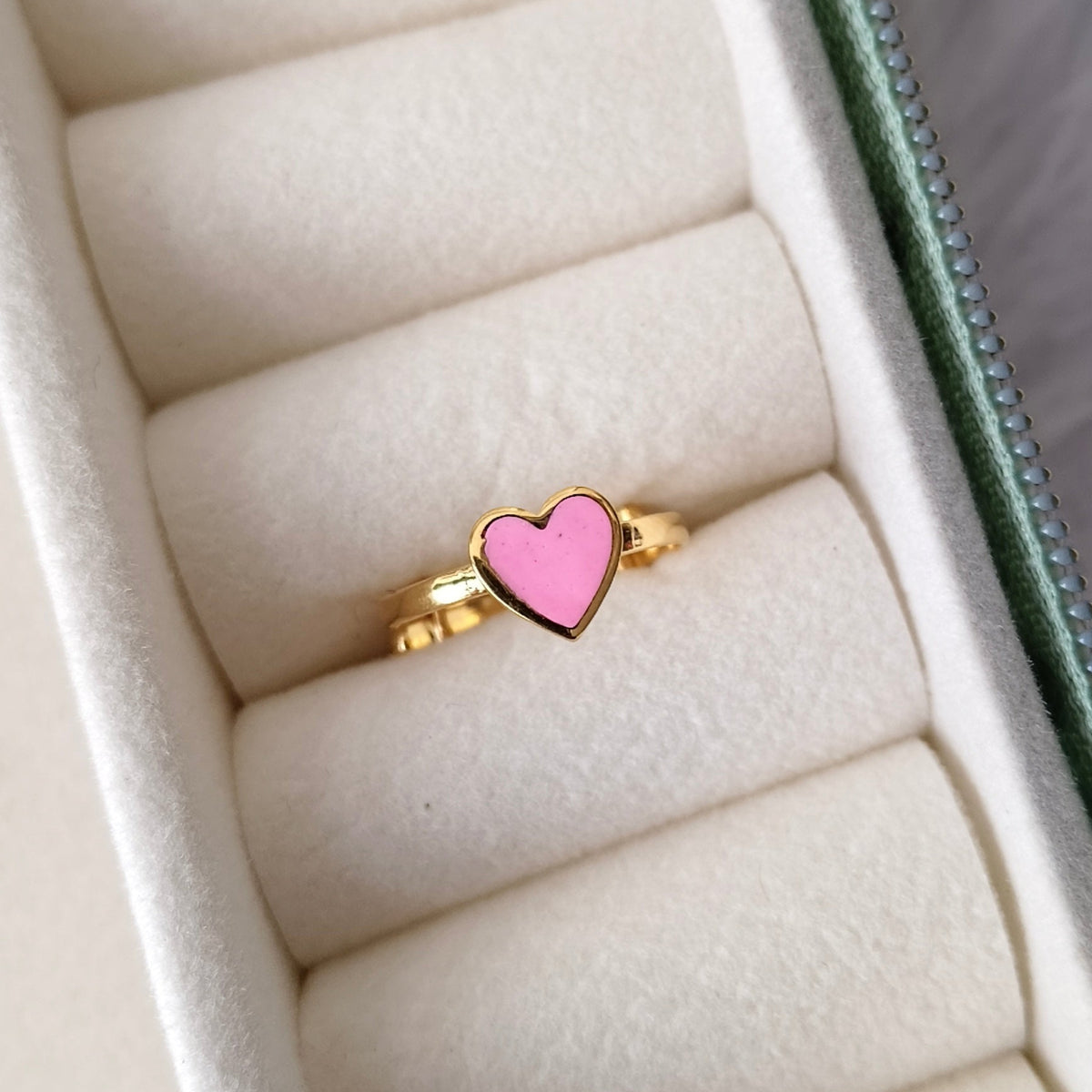 Pink Heart Ring 1.02 Grams, 18KT Gold