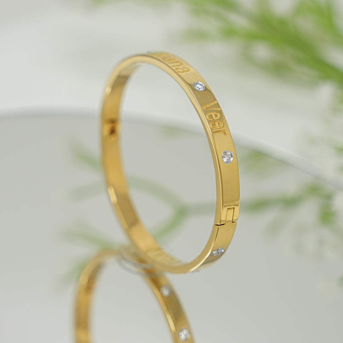 Personalised Yellow Gold Diamond Name Kada for Adults 18KT Gold 17 grams