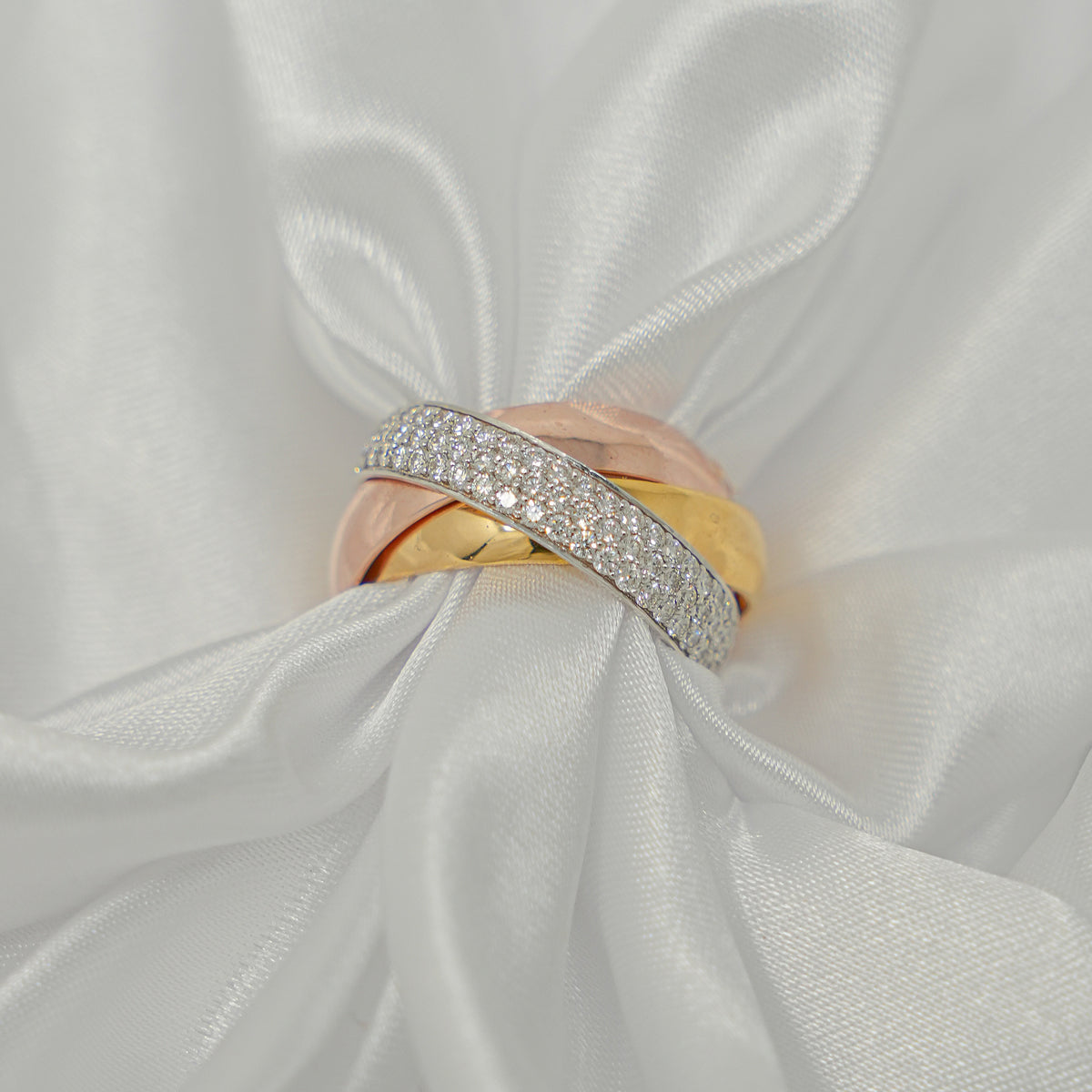 Three-Tone Gold Movable Ring  18KT Gold 12 grams