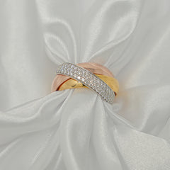 Three-Tone Gold Movable Ring  18KT Gold 12 grams
