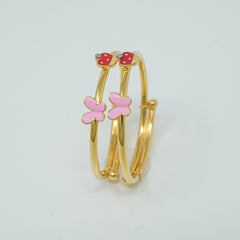 Soft Pink Butterfly & Crown Adjustable Kada in 18KT Gold  4.45 grams per piece