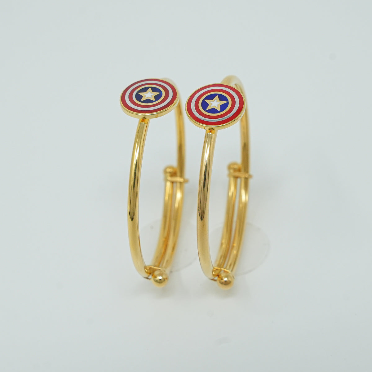 Captain America Shield Charm Kada for Boys 18kt Gold 4.86 grams per piece