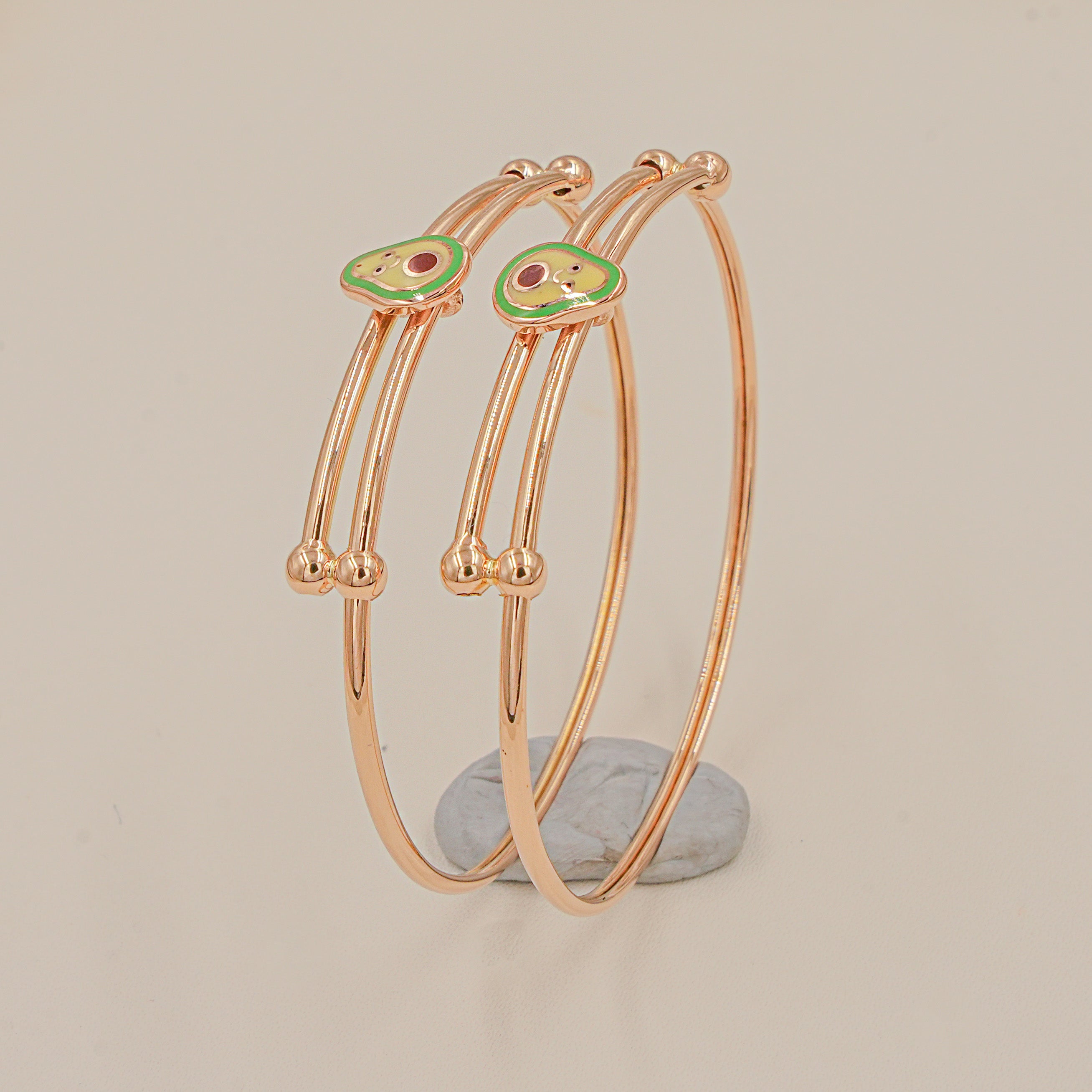 Avocado Charm Bangle 4.2 Grams A Single Piece, 18KT Gold