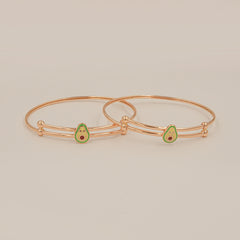Avocado Charm Bangle 4.2 Grams A Single Piece, 18KT Gold