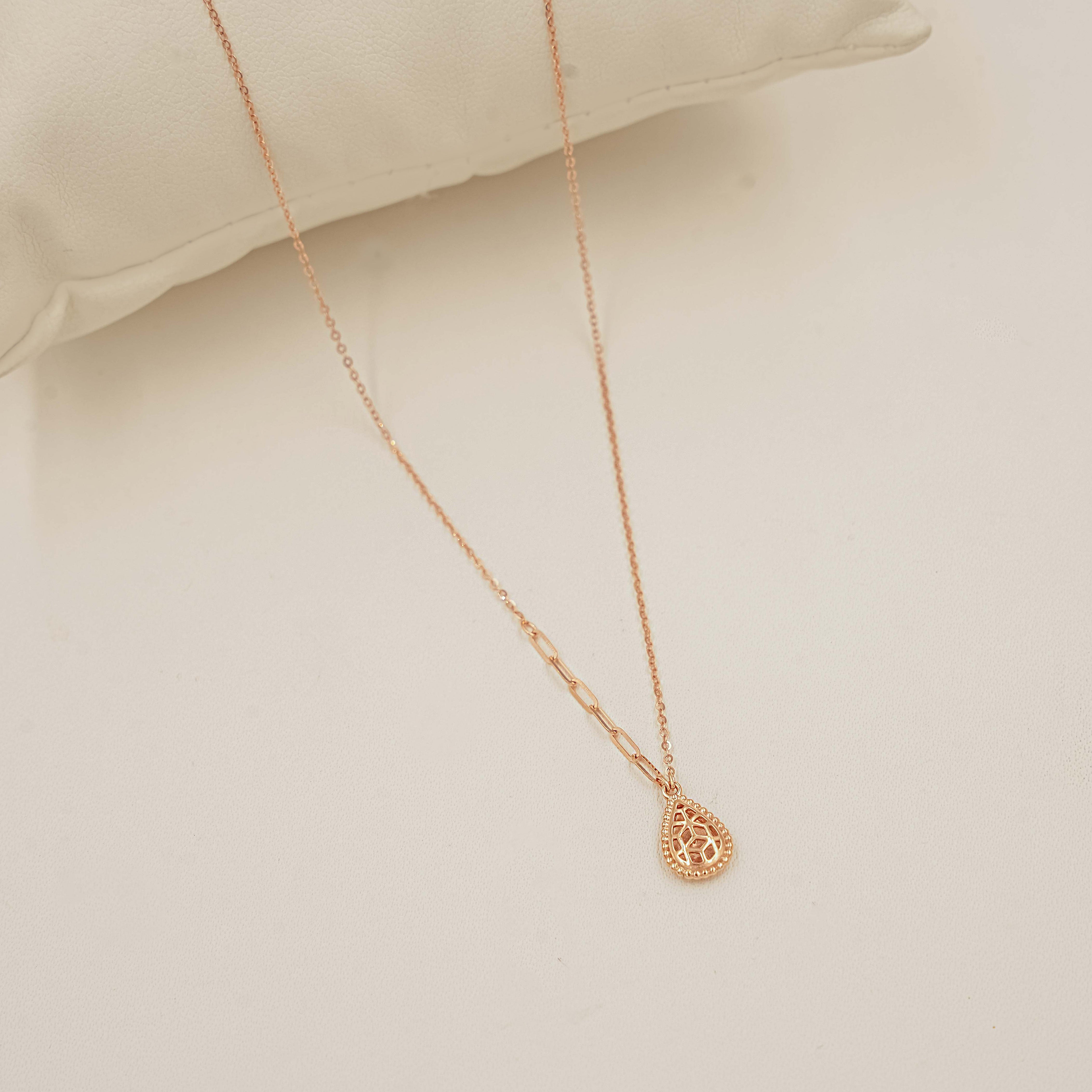 Rose Droplet Necklace 1.5 Grams, 18kt Gold