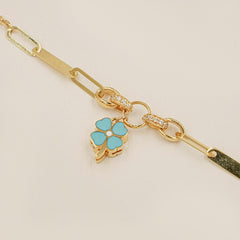 Clover Charm Bracelet 4 Grams, 18KT Gold