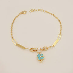 Clover Charm Bracelet 4 Grams, 18KT Gold