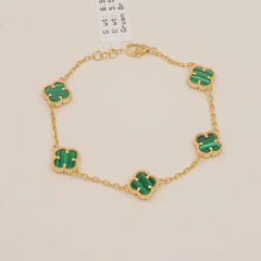 Van-Cleef Green Charm Bracelet 5.58 Grams, 18KT Gold
