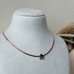 Black Star Charm Rose Gold Mesh Necklace 2 Grams, 18kt Gold