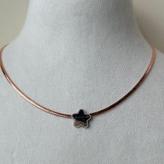 Black Star Charm Rose Gold Mesh Necklace 2 Grams, 18kt Gold