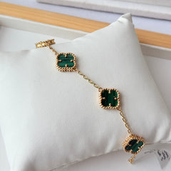 Van-Cleef Green Charm Bracelet 8.49 Grams, 18KT Gold