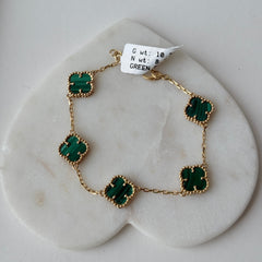 Van-Cleef Green Charm Bracelet 8.49 Grams, 18KT Gold