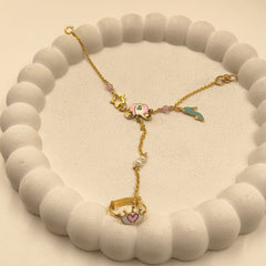 Princess Carriage Enamel Handphool Bracelet 4.35 Grams, 18KT Gold