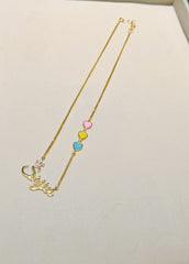 Personalised Triple Heart Name Necklace in 18KT Gold – Pastel Love Edition 7.13 Grams