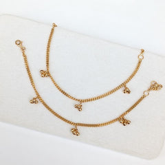 Gold Baby Anklets with Tiny Ghungroo Charms 7.5 Grams 18kt Gold