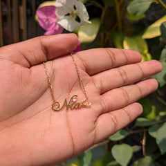 Personalised Name Necklace with Heart Detail 3.75 Grams, 18KT Gold