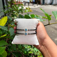 Evil Eye Black Bead Bracelet Pair for Boys, 3.83 grams | 18kt gold