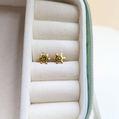 Sunny Swirl Flower Studs 1.11 Grams, 18KT Gold