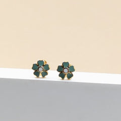 Blush Bloom Kids Earrings – Soft Floral Gold Studs 1 Gram, 18KT Gold