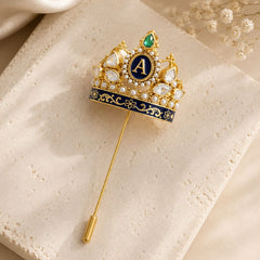 Gold Royal Crown Initial "A" Lapel Pin 4.95 gm 18KT