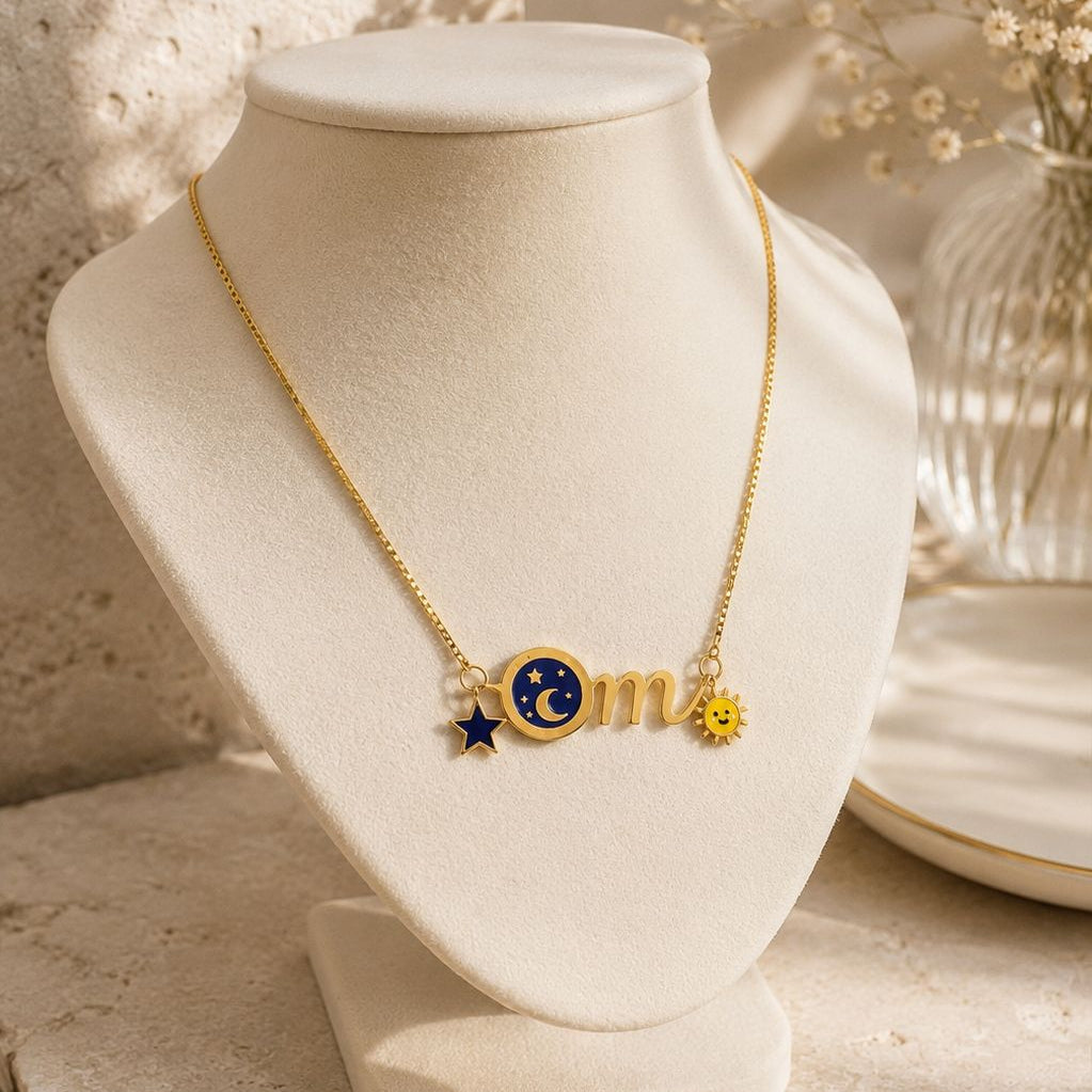 Sun,Moon and Stars Personalised Chain 8.55gm, 18KT Gold
