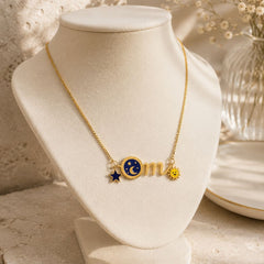 Sun,Moon and Stars Personalised Chain 8.55gm, 18KT Gold