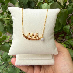 Custom Sibling Name Necklace with Enamel Charms, 7 grams 18KT gold