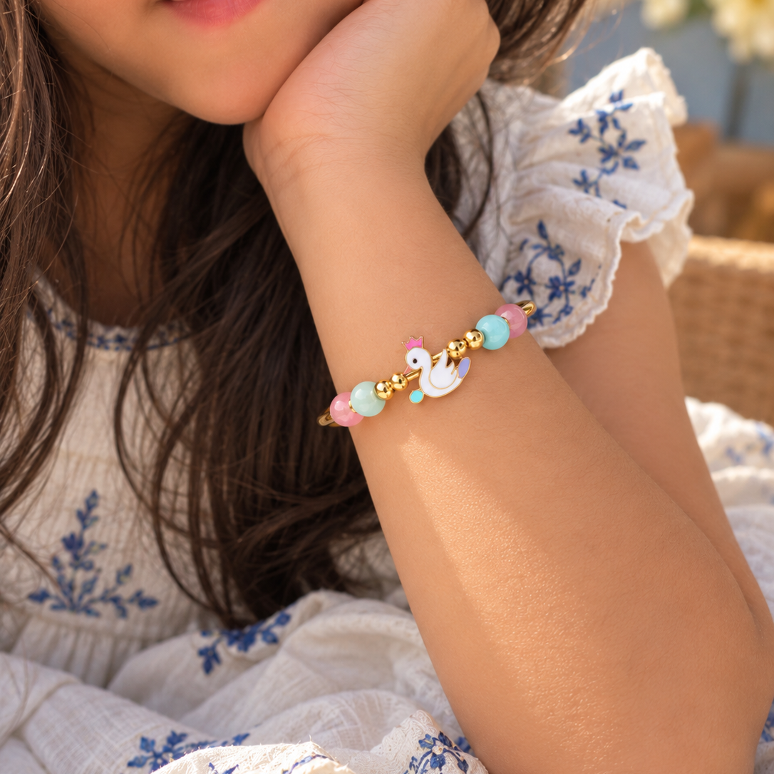 Pastel Swan Gold Kada for Girls  - 4.525 grams | 18kt gold