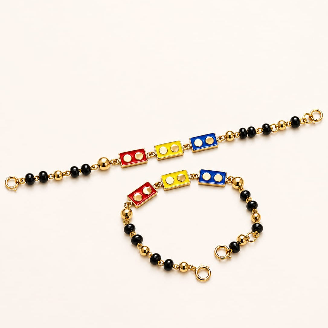 Multicolour Enamel Gold Nazariya for Baby Boys 18kt Gold 6.2 Grams For A Pair