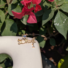 Royal Name Pin with Crown & Diamond Charm 4.08 Grams, 18KT Gold