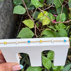 Colourful Star Bracelet for Girls in 18KT Gold 1.5 grams