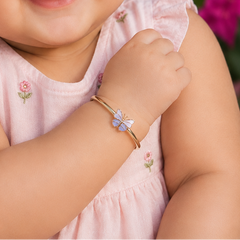 Tiny Purple Butterfly  Adjustable Kada in 18KT Gold  8 grams per piece